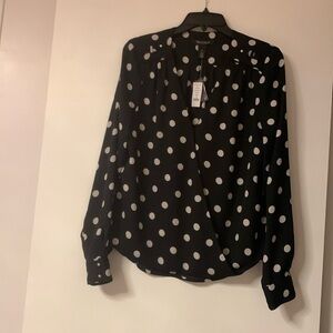 Size 10 White House Black Market Polka dots Blouse New With Tags